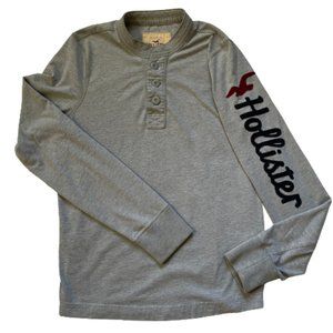 VINTAGE Hollister Logo Henley Cotton Long Sleeve Shirt Medium